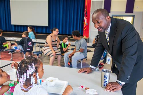 Dr. Morgan engaging with a student
