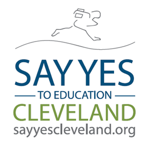 Running person with Say Yes logo Running person with Say Yes logo